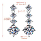 Boucles d'oreilles moissanite de 1 à 2 carats pour femmes, créées en laboratoire