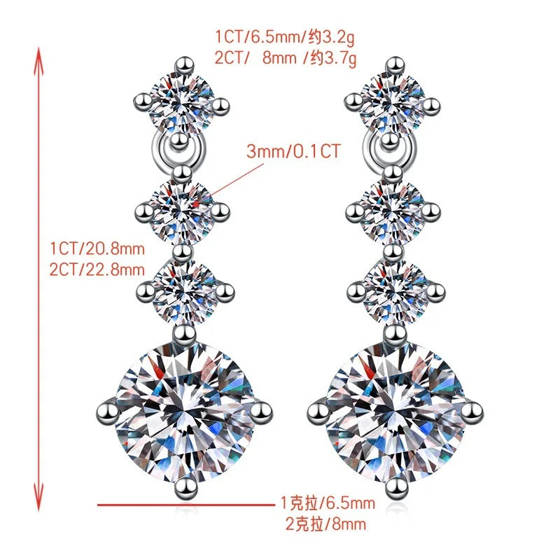 1-2ct Moissanite Earrings for Women Lab Grown