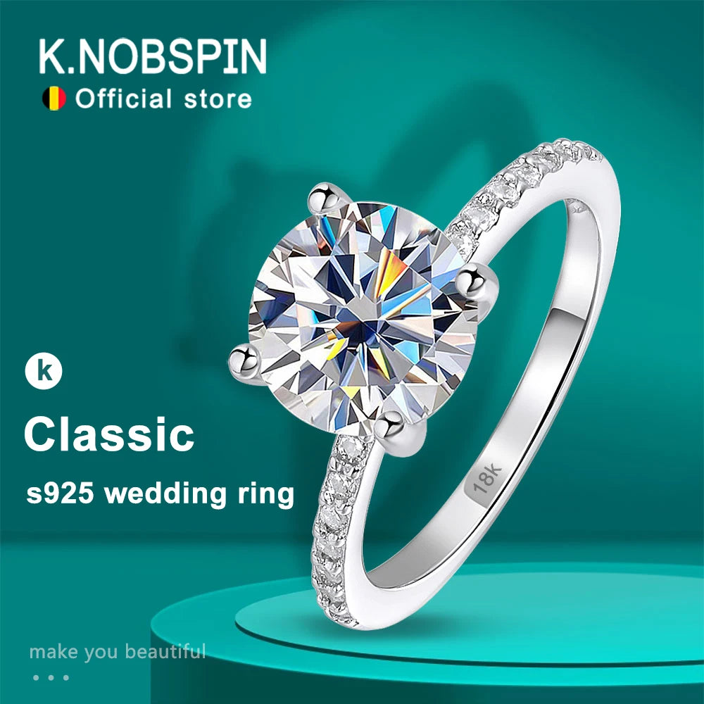 KNOBSPIN D VVS1 1-3ct Round Moissanite Ring 18K White