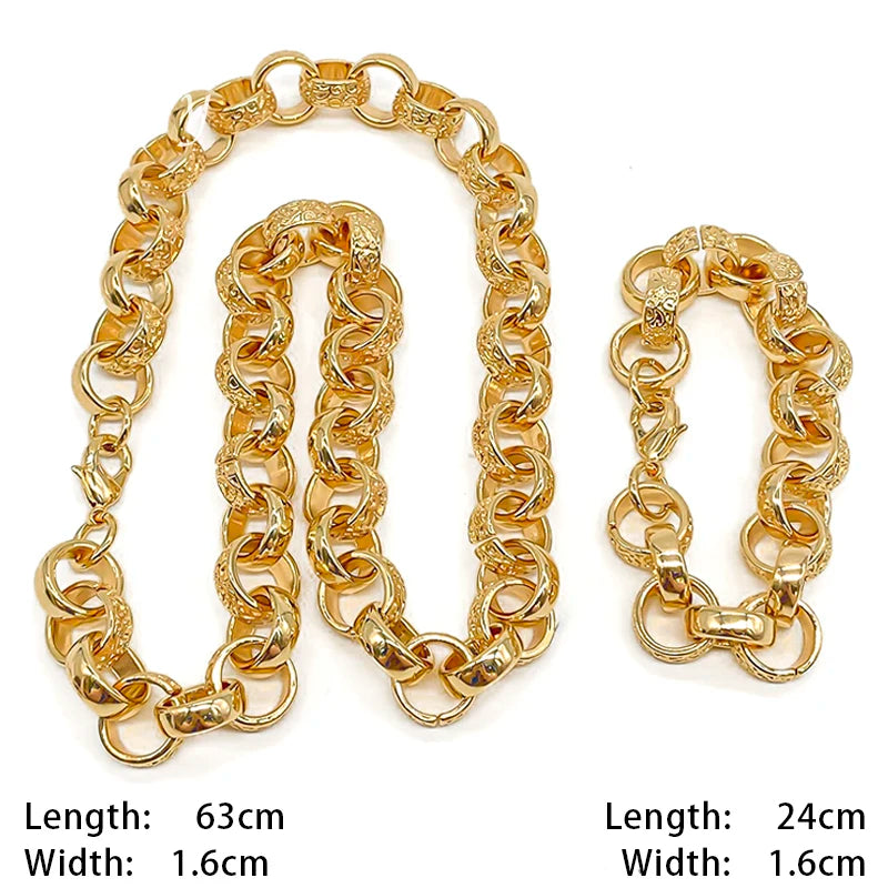 Hip Hop Long Linked Chain Golden Choker for Man Top - Gold-color / 63cm