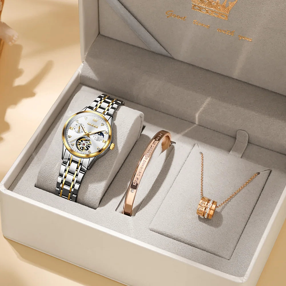 OLEVS Women's Watches Luxury Tourbillon Style Original - gold white set / United States, gold white set / China Mainland