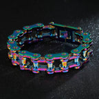 18mm Heavy Punk Rock Men Rainbow Blue Bike Biker
