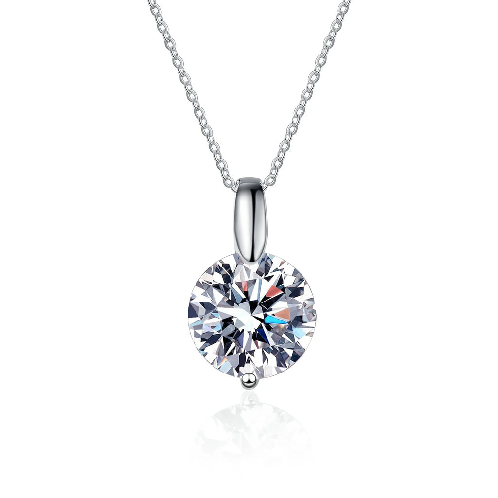 OXTAO 2CT 1CT D Color Real Moissanite Pendant Necklace - WHITE / 1.0CT-6.5mm / 50cm|China Mainland, WHITE / 2.0CT-8mm / 50cm|China Mainland