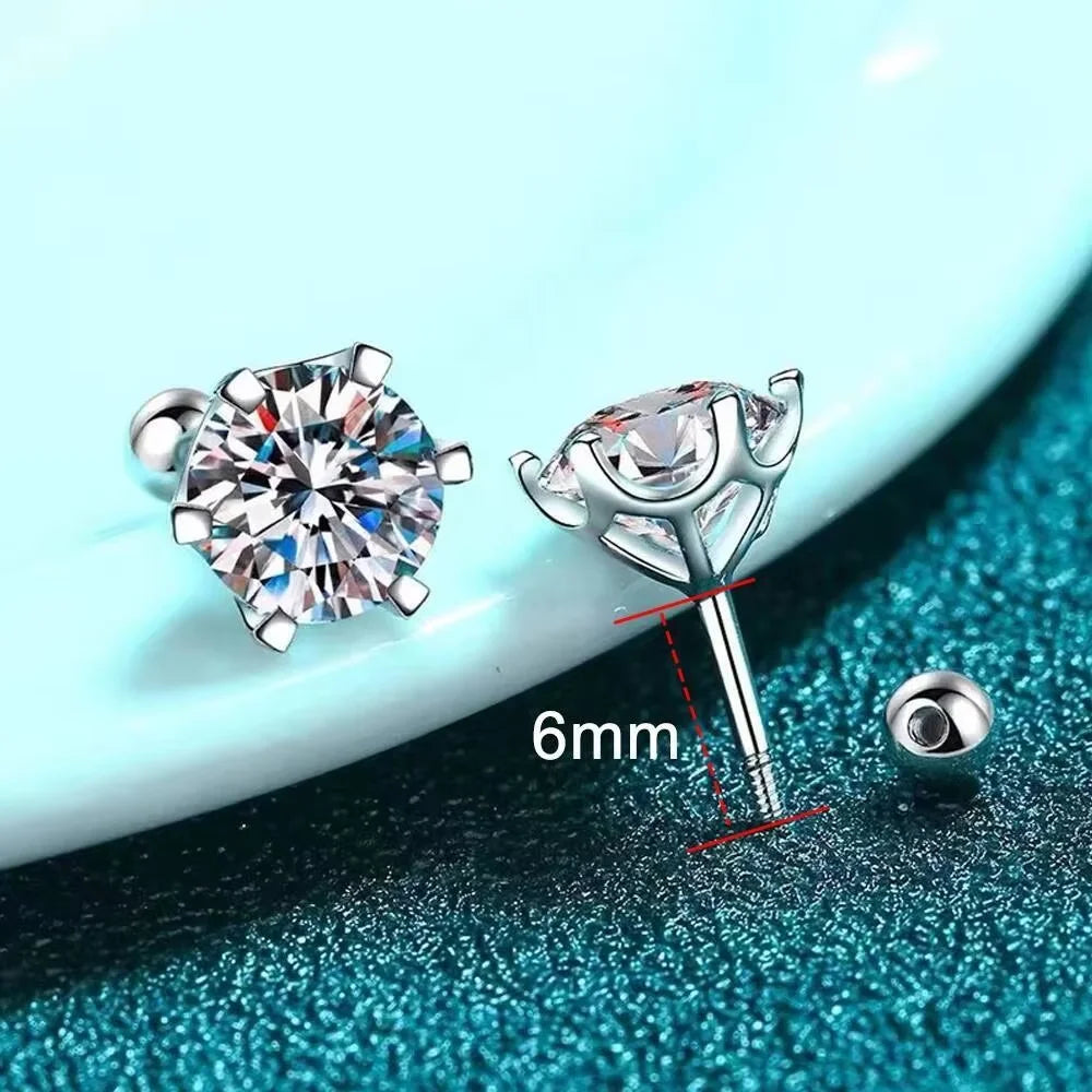 TY 0.3-2CT Moissanite Earrings 925 Sterling Silver