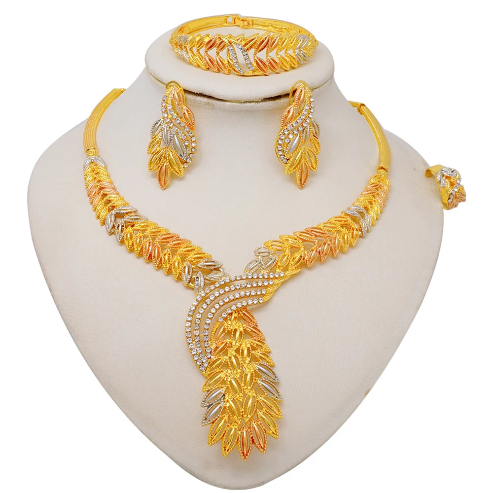 Dubai Women Gold Color Jewelry Sets African Wedding - BJ815-1-E4