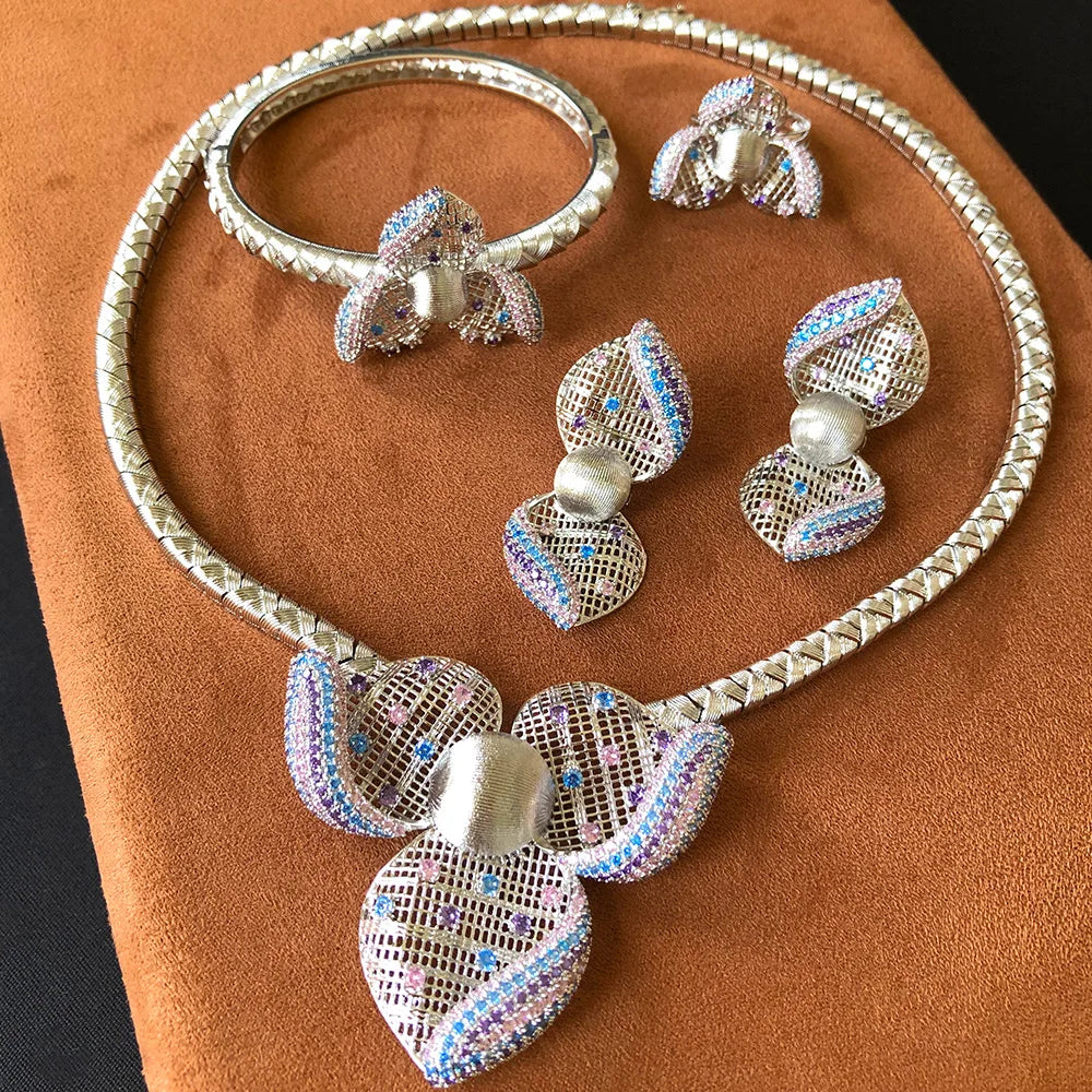 Godki Luxury Princess 4PCS Flower African Jewelry