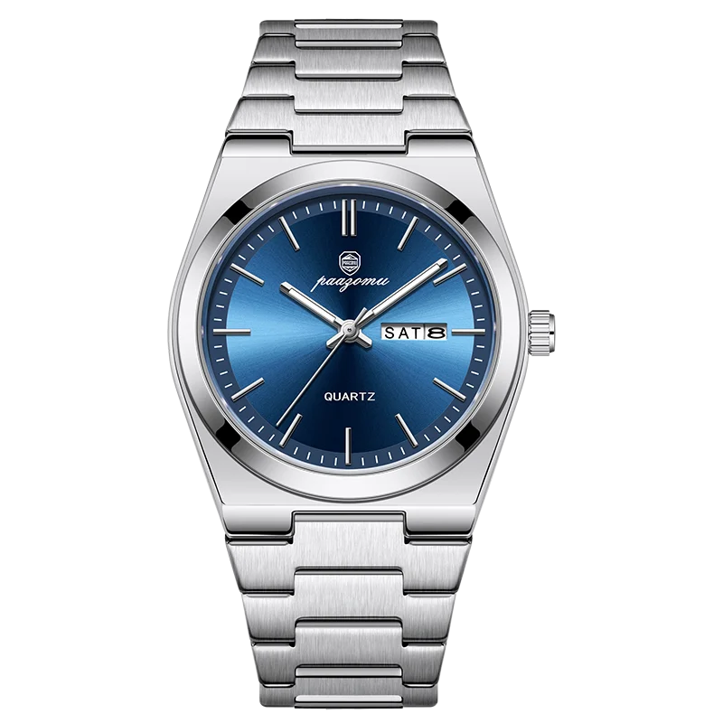 PAAZOMU Luxury Quartz Man Wristwatch Sport Men Watches - M930 Silver Blue