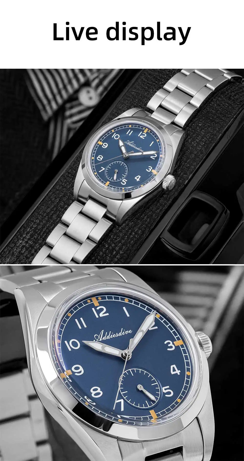 Addiesdive Men's Watch 36mm Waterproof 100m Quartz