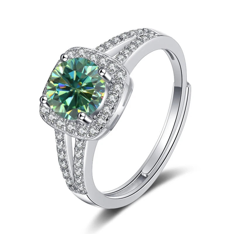 JoyceJelly 13-farbiger echter Moissanitring 1 Karat 6,5 MM