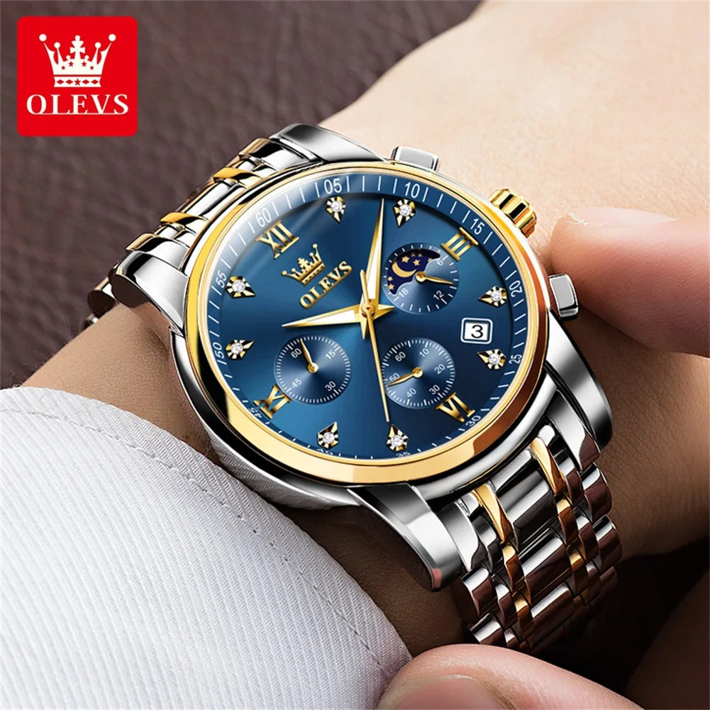 Olevs 2858 Men's Watches Stainless Steel Waterproo.