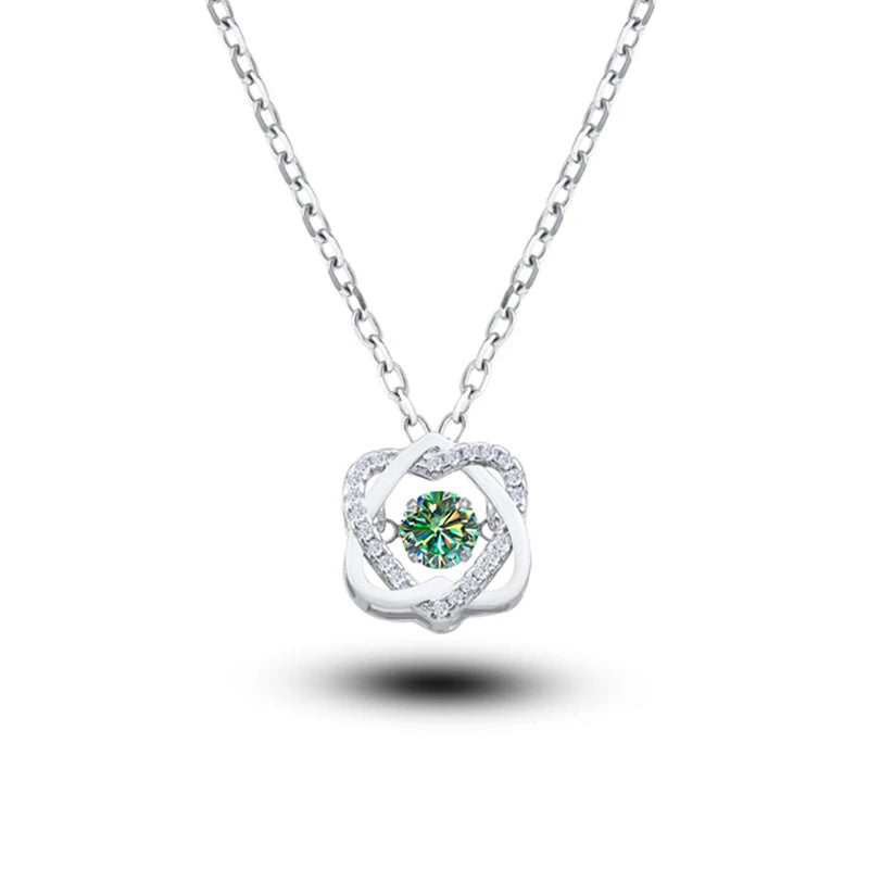 0.5ct GRA Moissanite Necklace for Women Sparkling - blue green / China Mainland