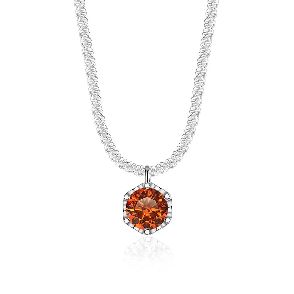 Luxury 1CT GRA Sparkling Moissanite Diamond White - orange / 40 plus 5cm / 1ct silver|China Mainland