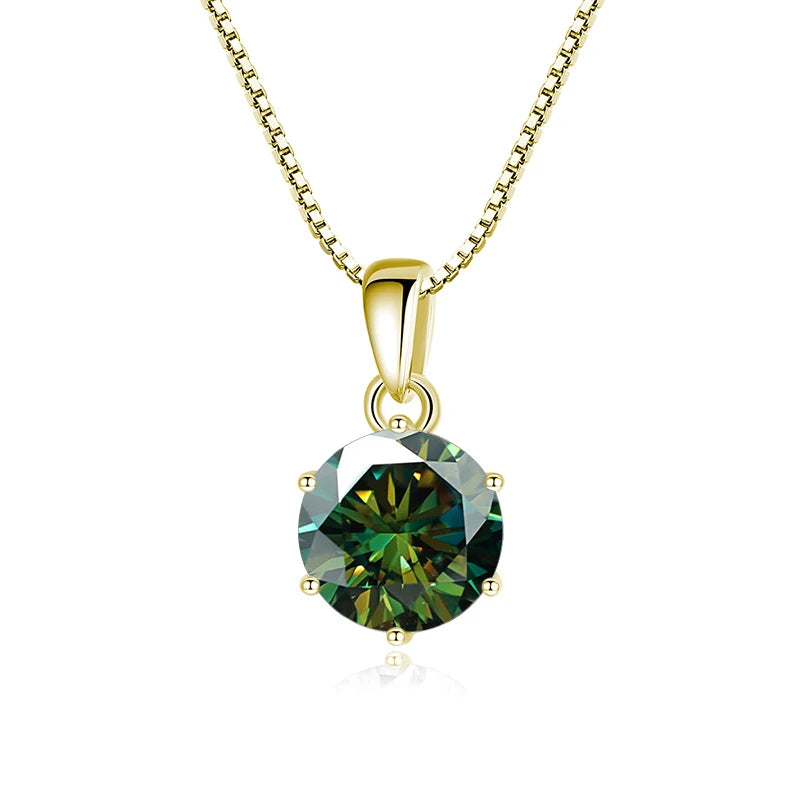 Butterflykiss 1 CT Real Moissanite Pendant Necklace - gold dark green / 45cm
