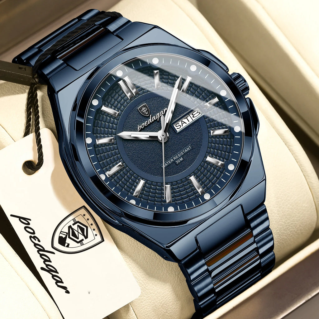 POEDAGAR Top Business Men Wristwatch Stainless Steel