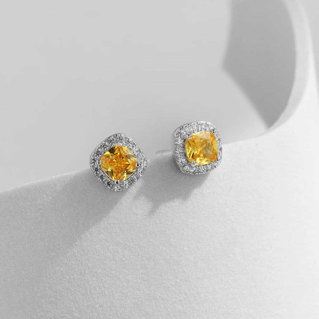 MODIAN Yellow Sparkling Cubic Zirconia Platinum Plated