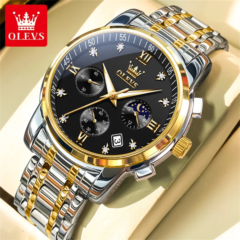 Olevs 2858 Men's Watches Stainless Steel Waterproo.