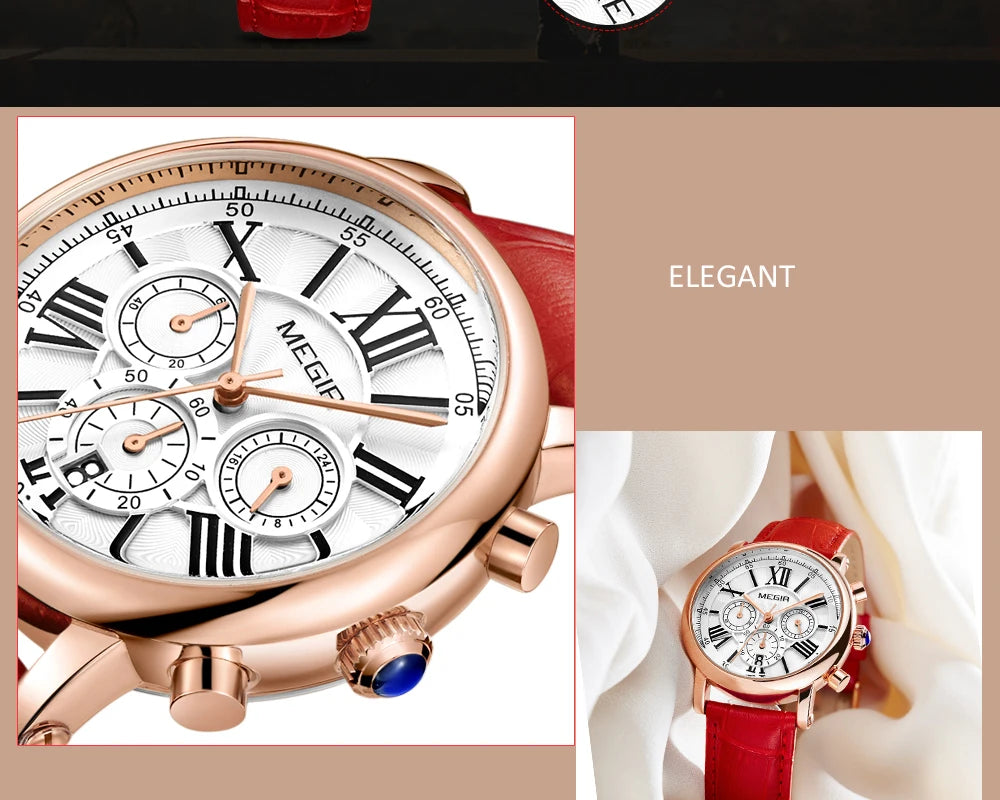 Megir Luxury Fashion Quartz Watch for Female Stude.