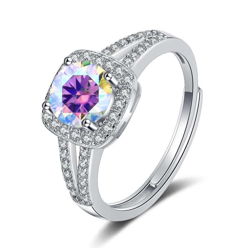 JoyceJelly 13-farbiger echter Moissanitring 1 Karat 6,5 MM