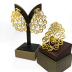 Big Size Earrings And Ring Set 18K Gold Plated Drop