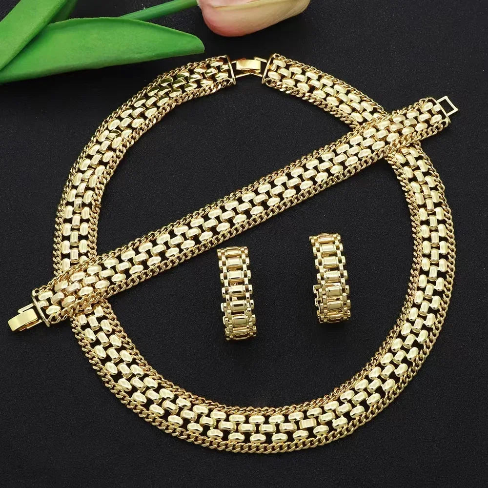 Dubai Luxury Handmade Women Jewelry Set 18k Gold-P
