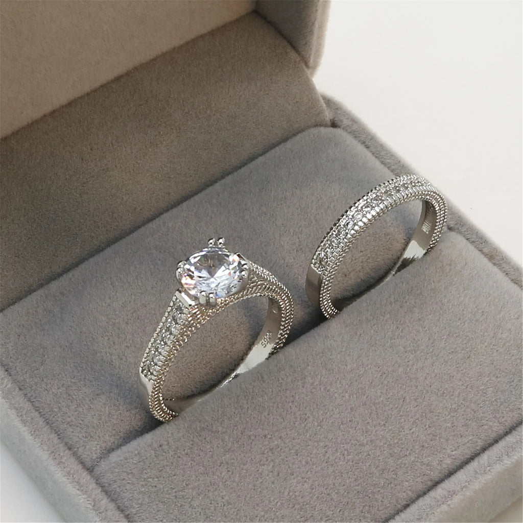 LYEE CYEE Elegant Wedding Engagement Couple Rings Set
