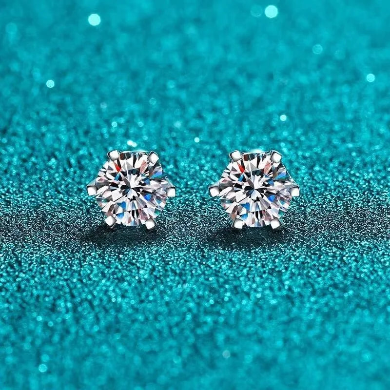 TY 0.3-2CT Moissanite Earrings 925 Sterling Silver