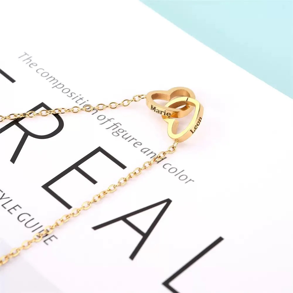 Custom Names Heart Necklace Personalized Jewelry