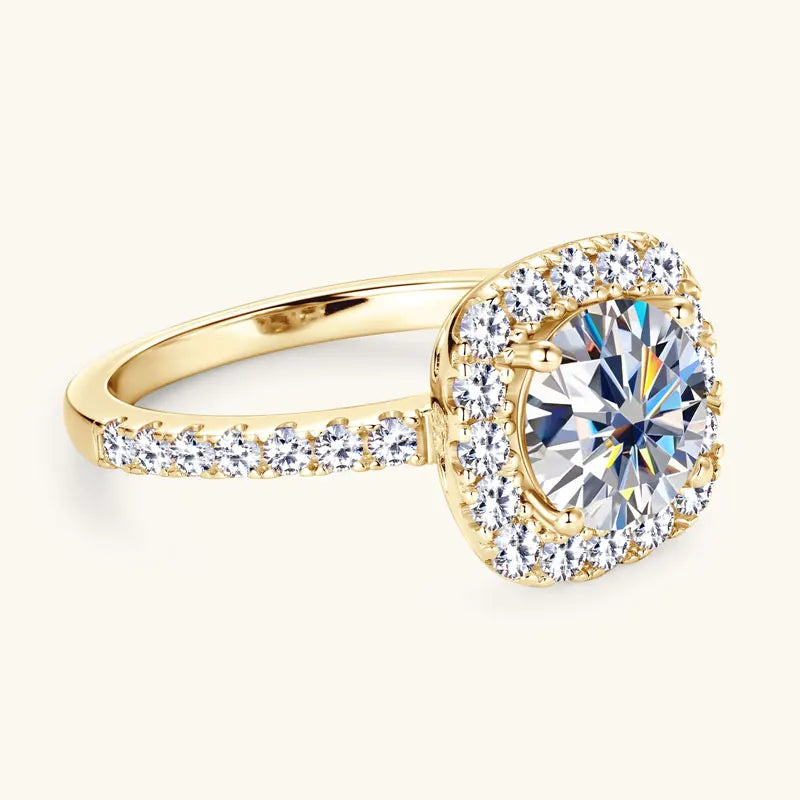 Lnngy 8mm 2ct Moissanite Halo Ring Certified 925