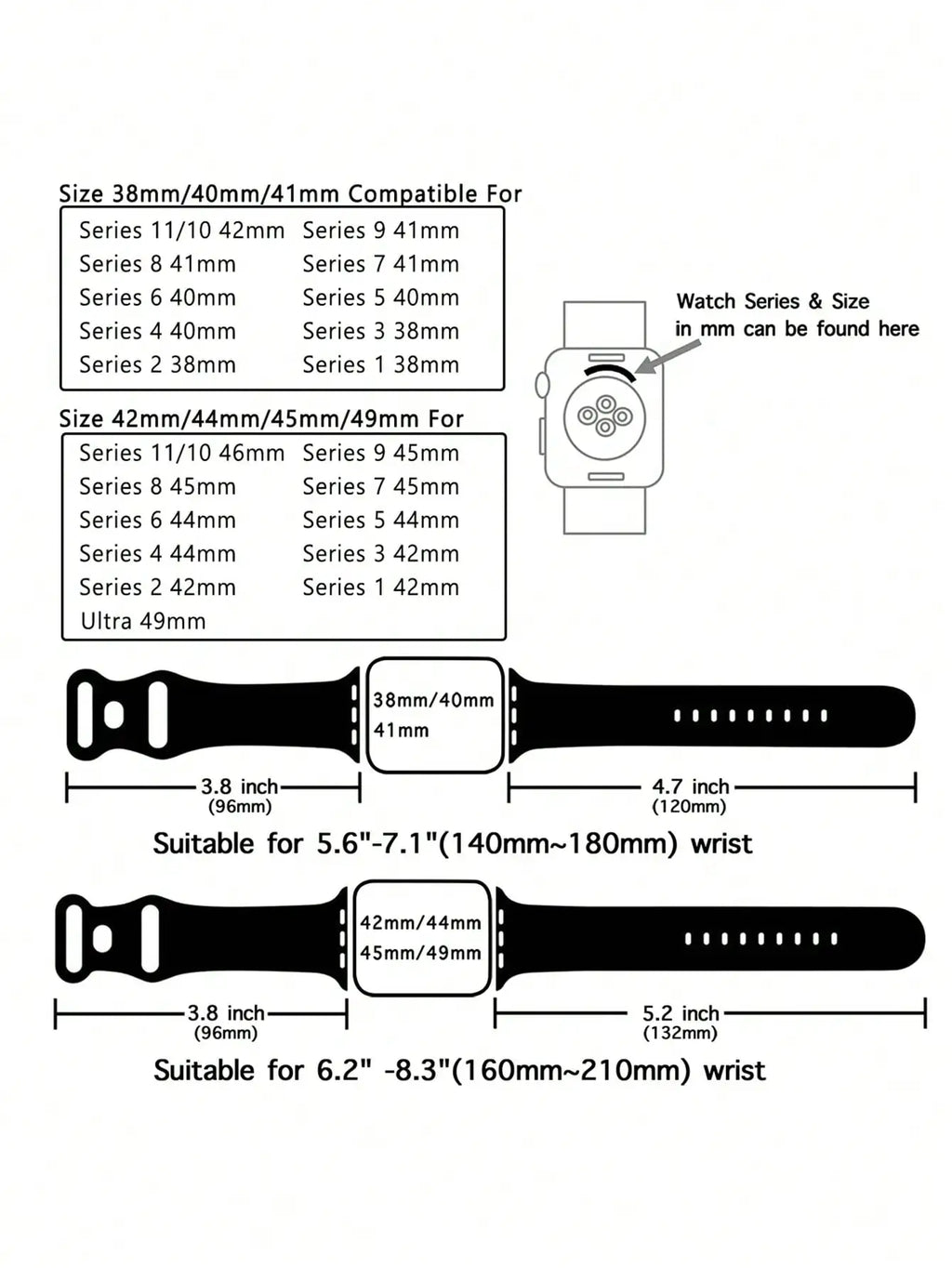 Soft Silicone Waterproof Sports Watch Band Compatible