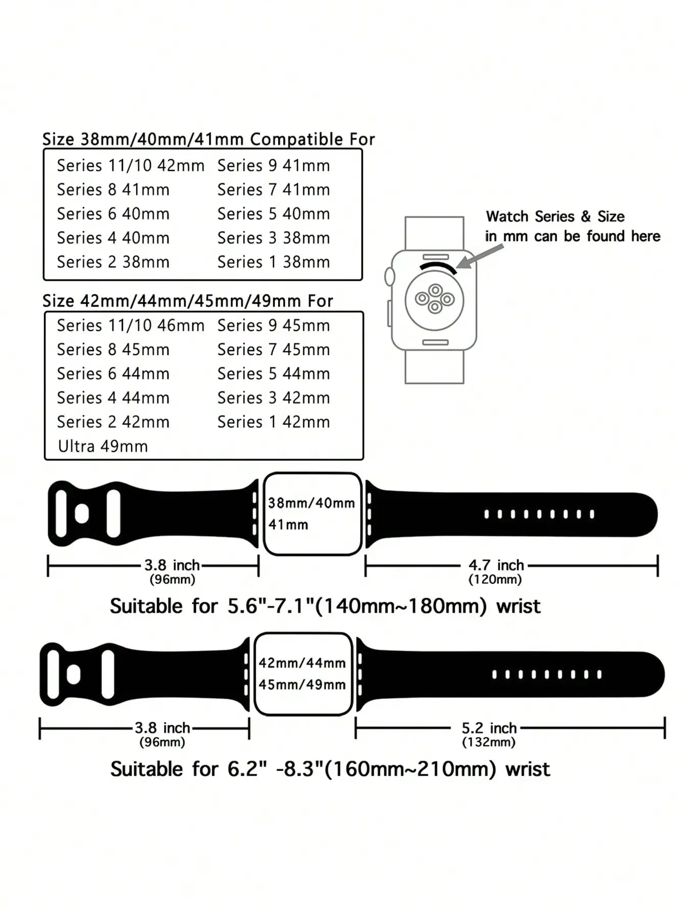 Soft Silicone Waterproof Sports Watch Band Compatible