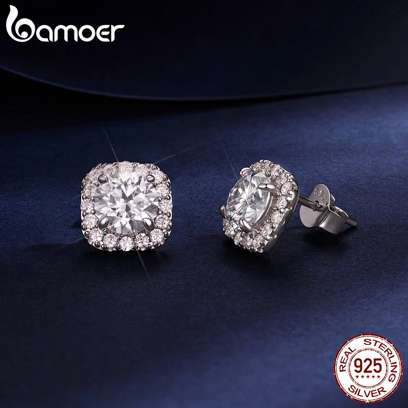BAMOER 0.5-3.5CT Moissanite Necklace Stud Earrings 925