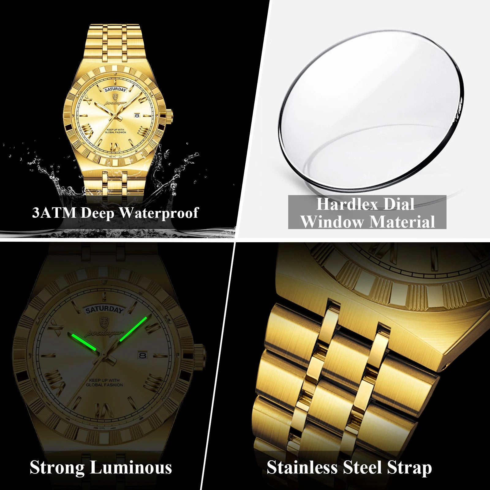 POEDAGAR Luxury Men's Waterproof Quartz Watch