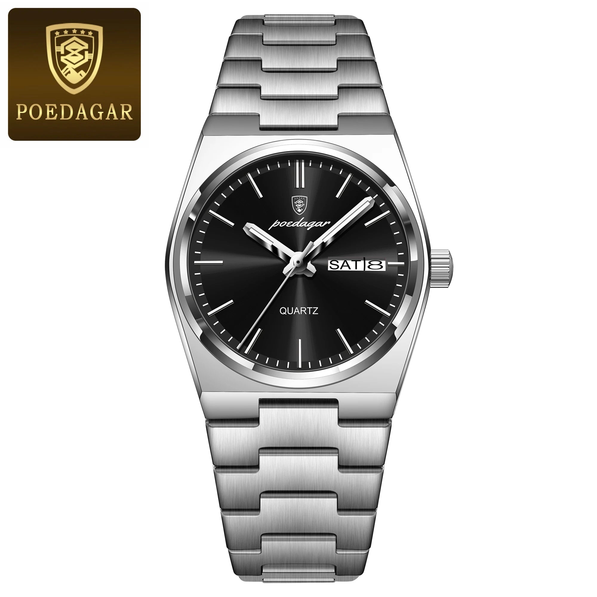 POEDAGAR Top Exquisite Woman Wristwatch Waterproof - 786 Silver Black
