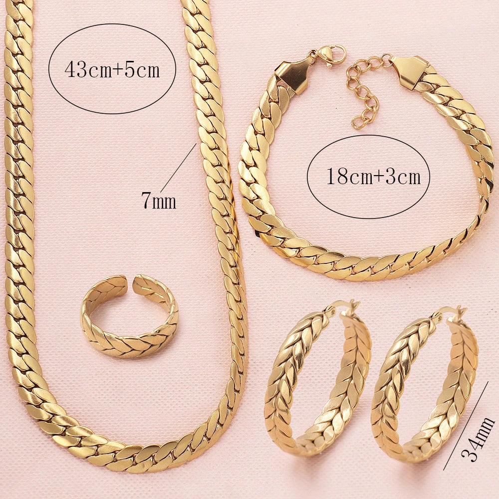 Simple Style Snake Chain Jewelry Set Vintage Style