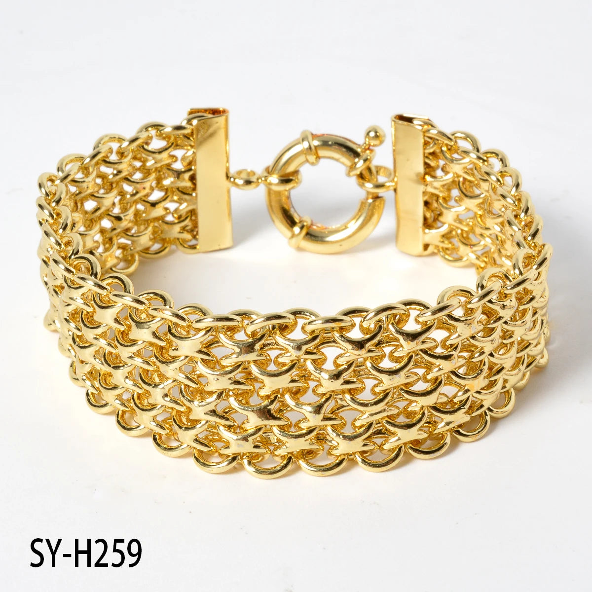New 18MM wide copper chain bracelet unisex 18K gold - SY-H259-7in