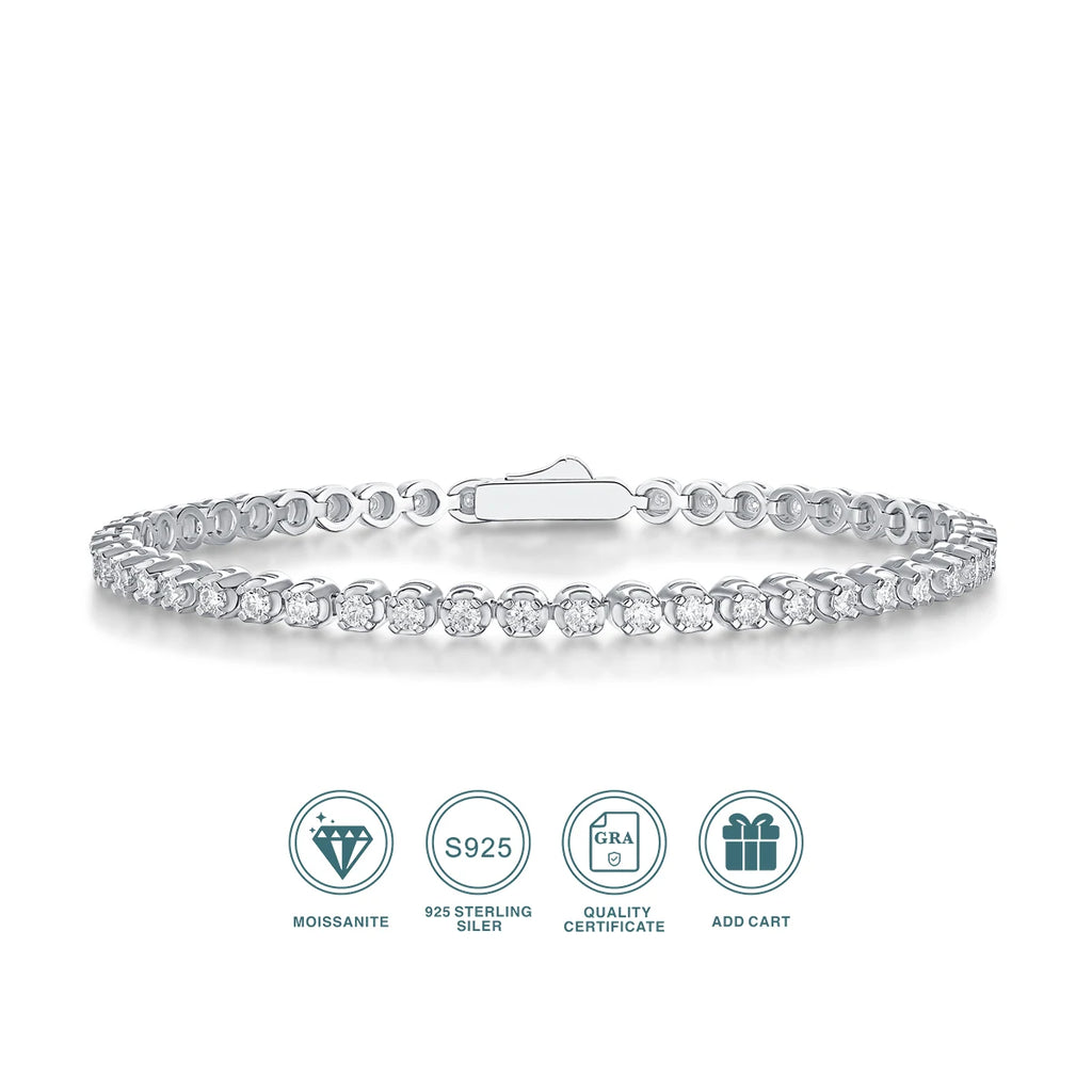 Jiuzuan 925 Sterling Silver Tennis Bracelet, Hip