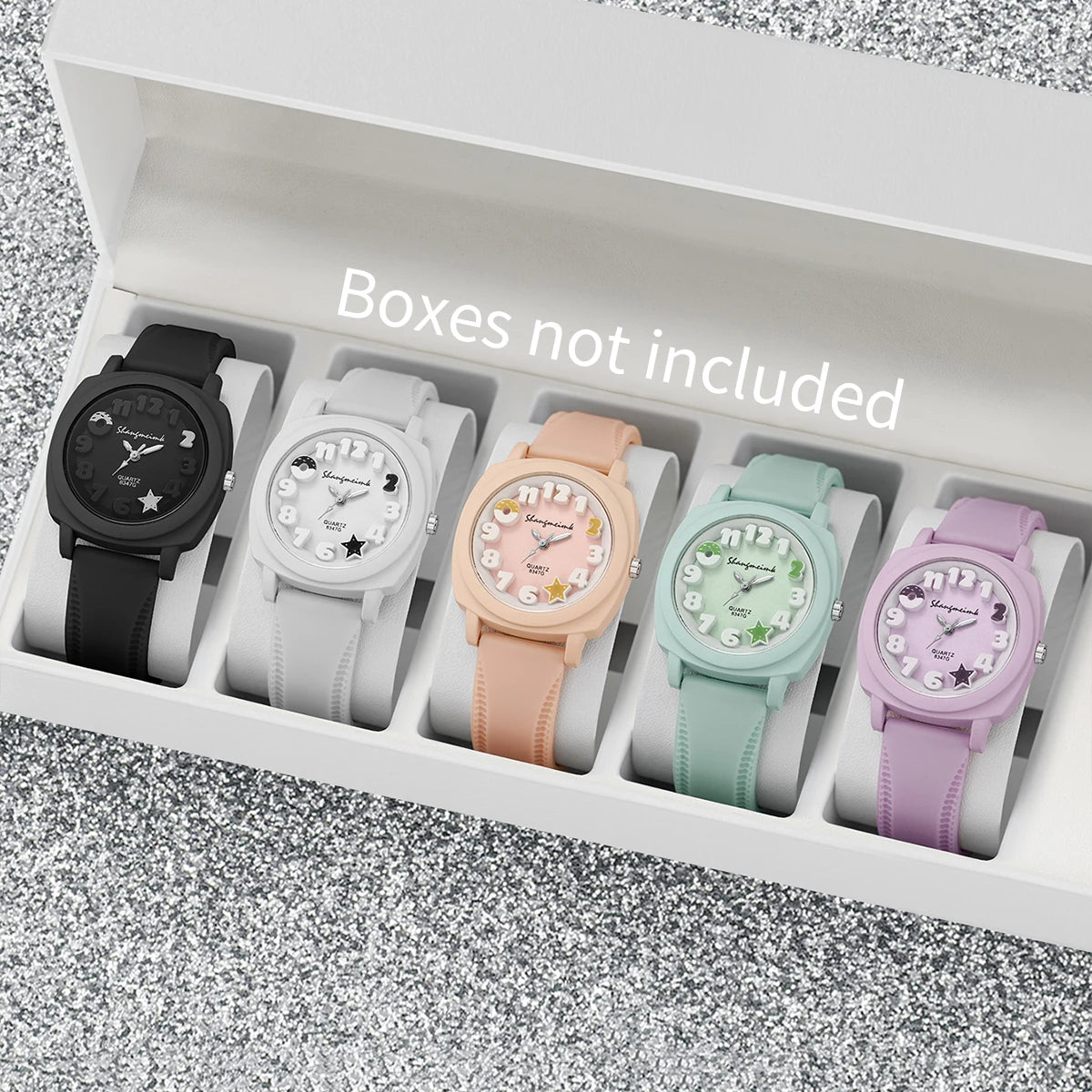 1/3/10PCS Fashion Silicone Band Women Quartz Watches - 5PCS Without Box
