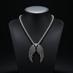 Stainless Steel Classic Angel Wings Necklace Men's