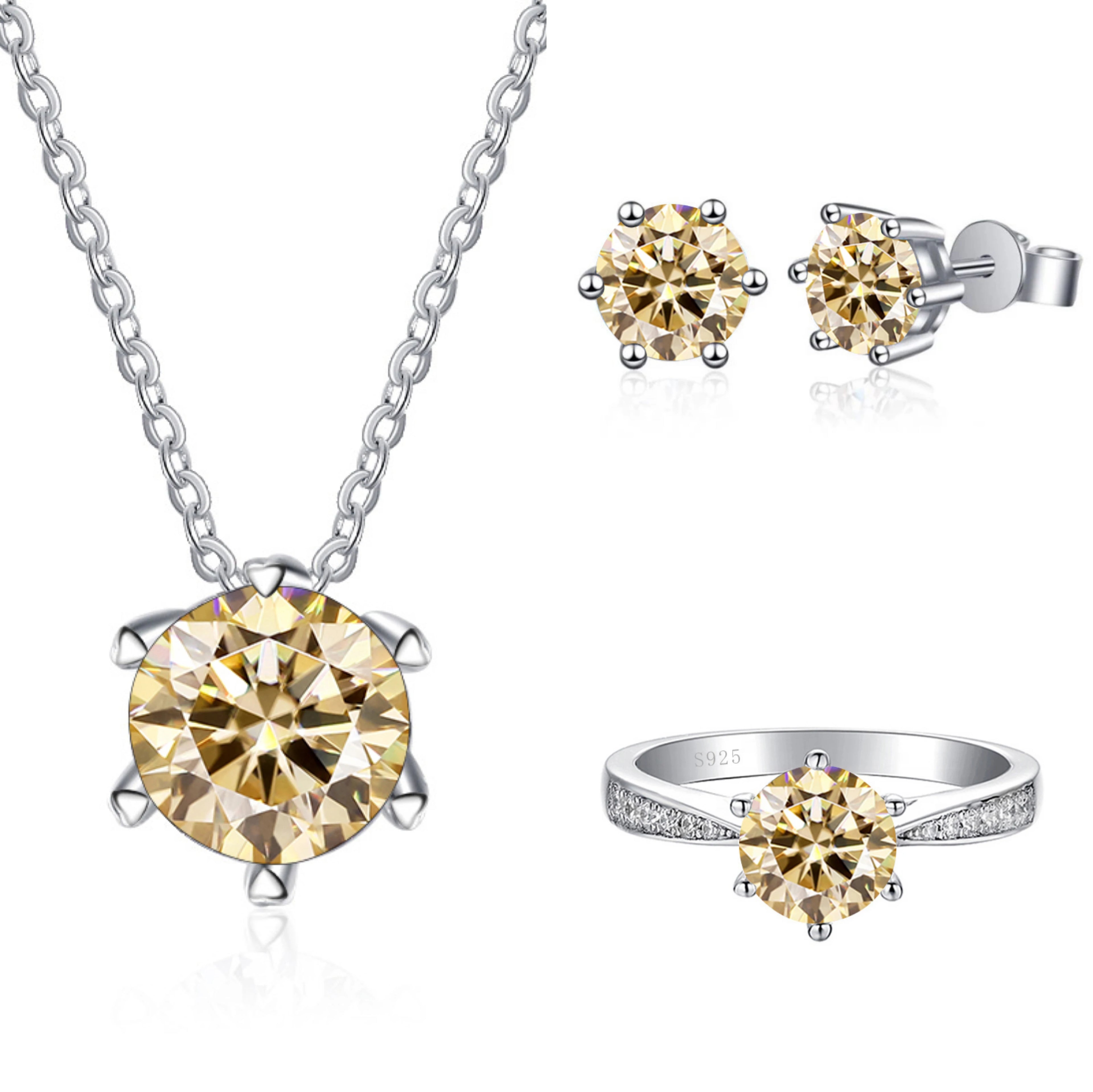 JoyceJelly Moissanite Jewelry Set With 1CT D Color