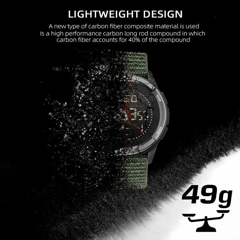 NORTH EDGE ALPS Men's Digital Carbon fiber Watch Shock