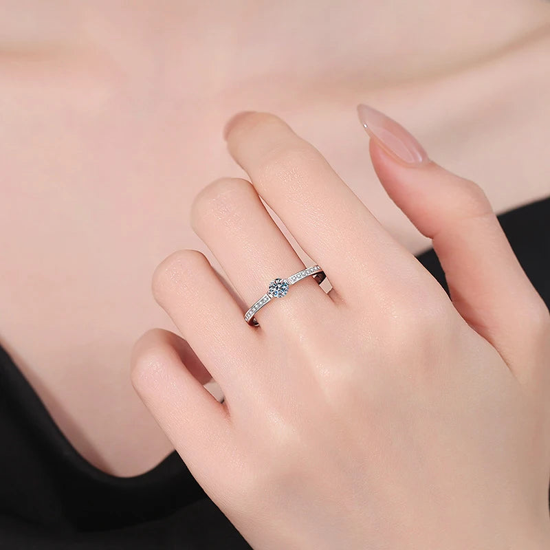 NeeTim 0.3ct 4mm D VVS1 Moissanite Rings