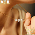 Genuine S925 Silver 3 Sparkling Zircon Necklace Dainty
