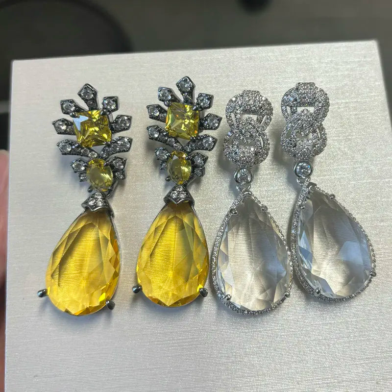 Bilincolor Fashion Vintage Big Yellow Cubic Zircon
