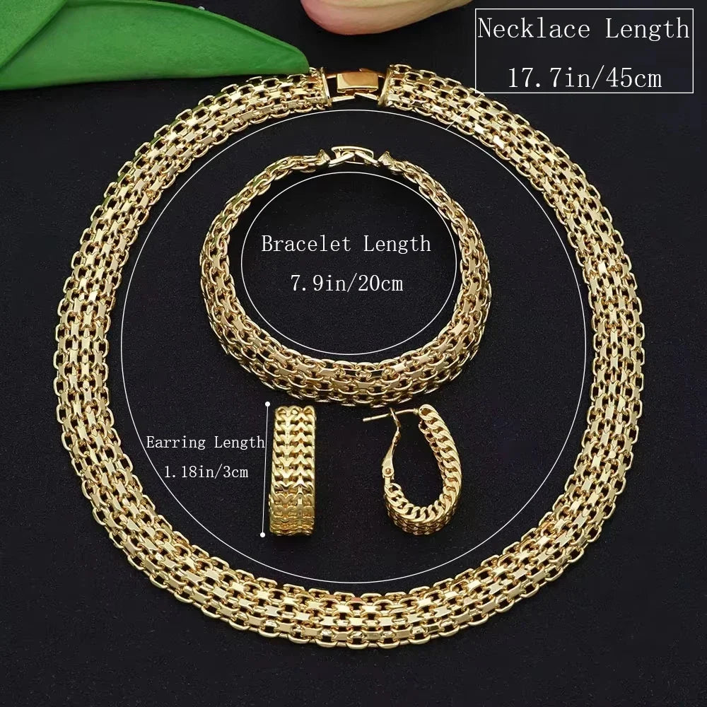 Dubai Luxury Handmade Women Jewelry Set 18k Gold-P.