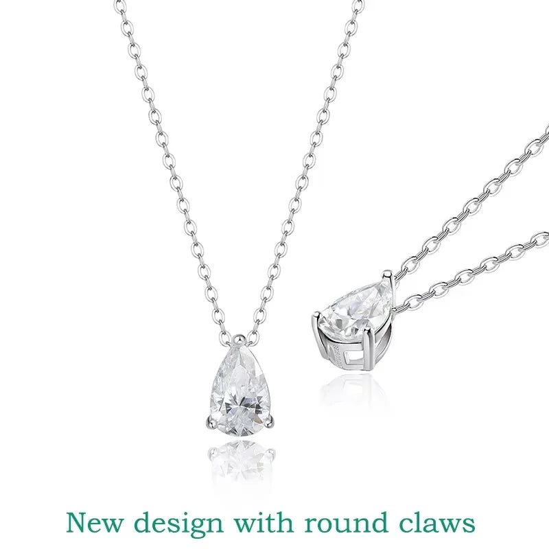 Smyoue Certified 1CT 2CT Pear Cut D VVS1 Moissanite - new silver color / 5CT, new silver color / 4CT, new silver color / 3CT, new silver color / 2CT, new silver color / 1CT