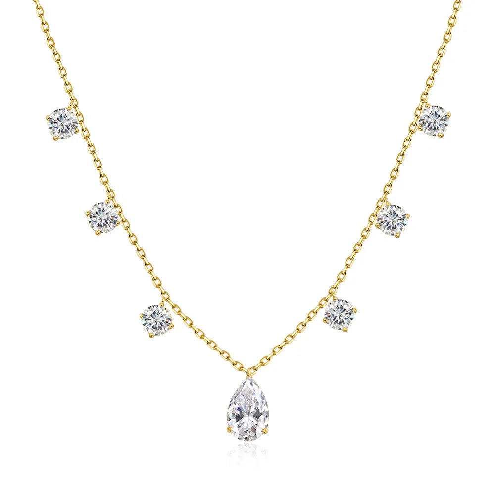Oevas Water Drop 2-3CT 100% Real Moissanite Neckla