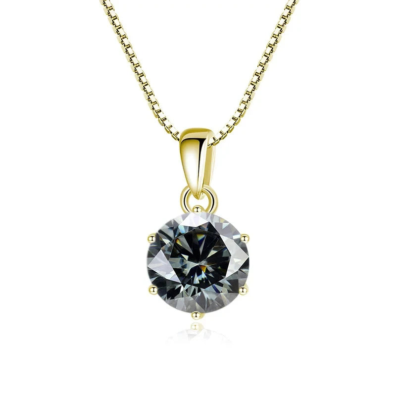 JoyceJelly 1 CT Real Moissanite Pendant Necklace For - gold grey / 45cm / 1 ct