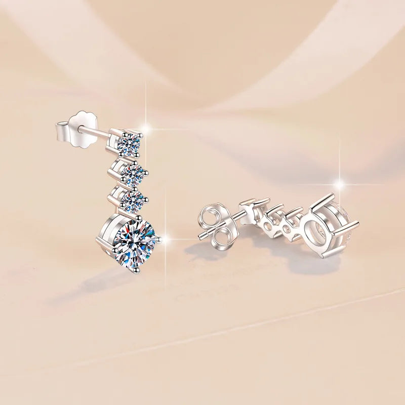 1-2ct Moissanite Earrings for Women Lab Grown