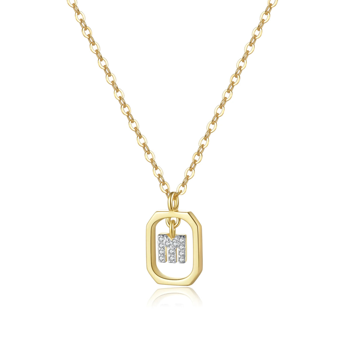ANDYWEN 925 Sterling Silver Gold Inital Pendant Luxury - Gold M