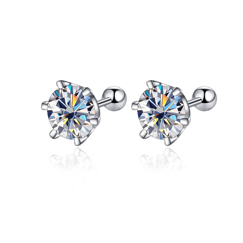 Gica Gema 0.5-2ct Moissanite Screw Stud Earrings D - white / 0.5ct and 0.5ct, white / 0.8ct and 0.8ct, white / 0.2ct and 0.2ct, white / 0.3ct and 0.3ct, white / 1ct and 1ct, white / 2ct and 2ct